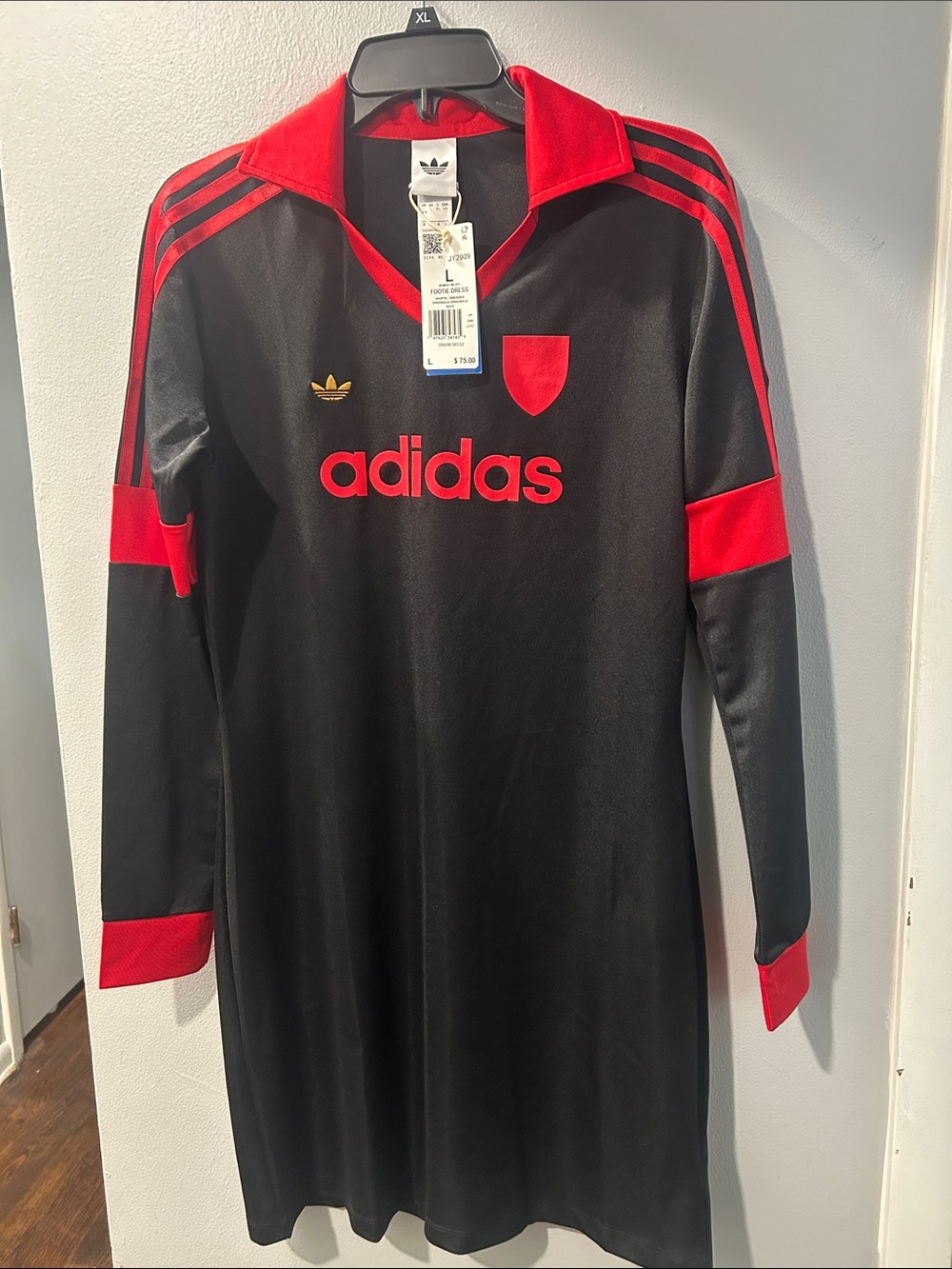 adidas Black and Red Long Sleeve Women’s Soccer Dress